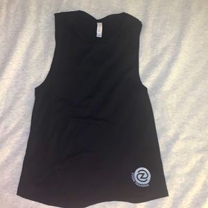 Muscle Tee tank from a fitness studio in Charlottesville, VA. Very comfortable.